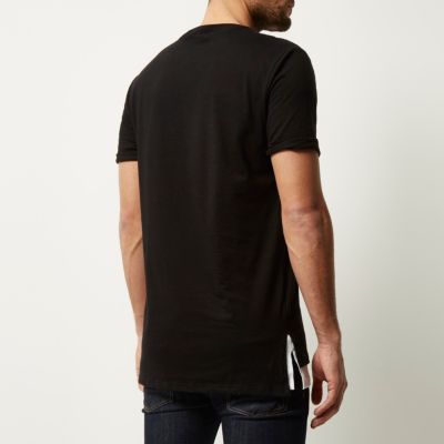 Black double layer longline t-shirt